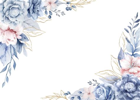 Premium Photo | Watercolor vector floral corner border Dusty blue pink ...