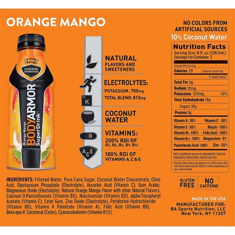 Body Armor Sports Drink Nutrition Facts | Besto Blog