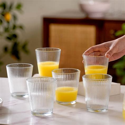 Set Of 6 Fluted Glass Tumbler 260ml Online - Premium Tumbler | Nestasia