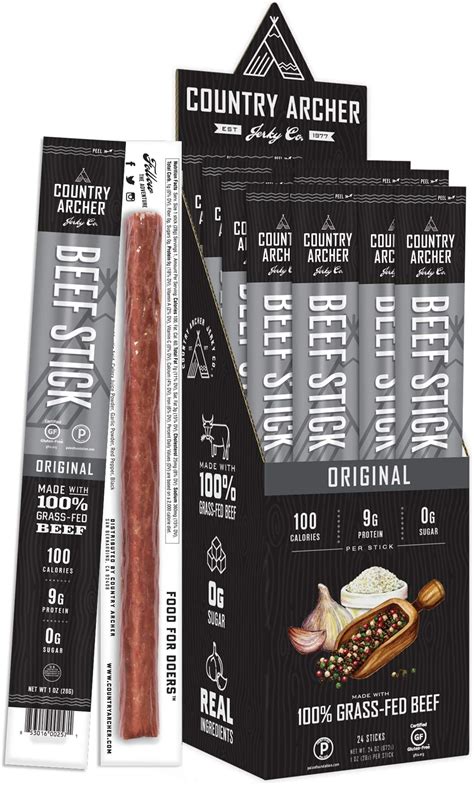 Amazon.com: Country Archer Grass-Fed Beef Jerky Sticks Variety Pack ...