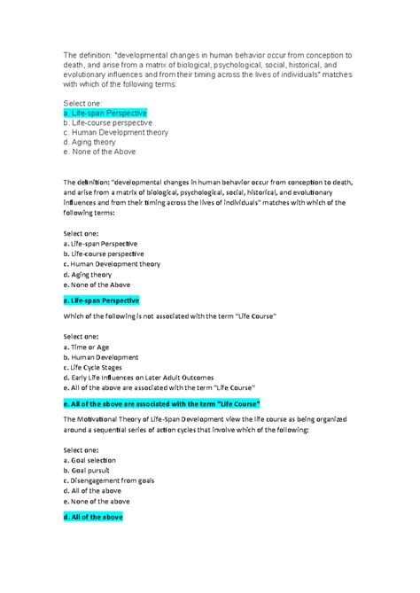 HS 3610 Final Exam: Human Development and Behavioral Changes - Studocu