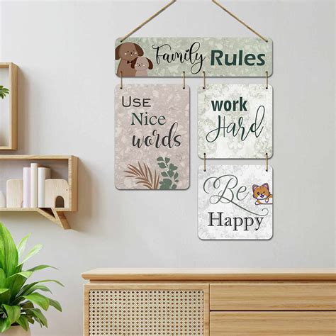Family Rules MDF Wood Wall Hangings Decor for a Personalized Touch - Kotart