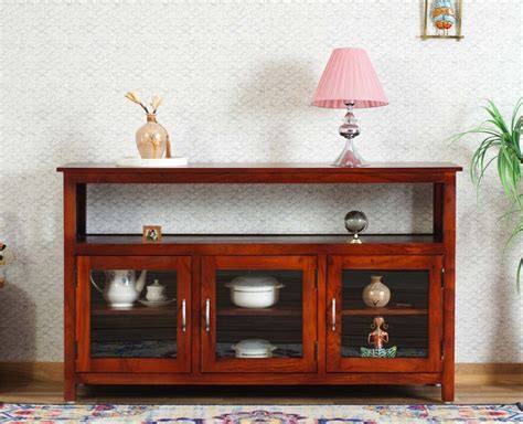 Kozhikode Sheesham Wood Three Door Kitchen Crockery Cabinet