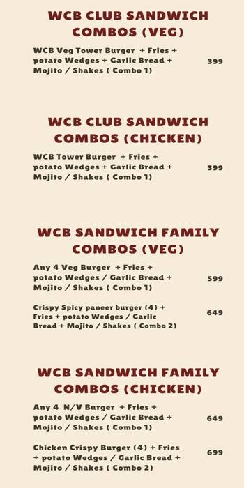 Menu at WOMBO COMBO BURGERS, Chennai