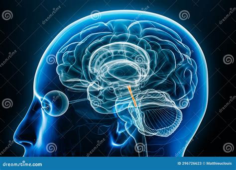 Cerebral or Sylvius Aqueduct X-ray Profile Close-up View 3D Rendering ...