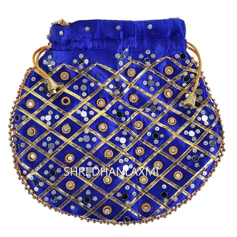 Buy Shri Dhanlaxmi Blue matka potli bags for women potli handbags at ...