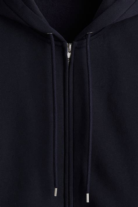 Loose Fit Zip-through hoodie - Dark blue - Men | H&M IN