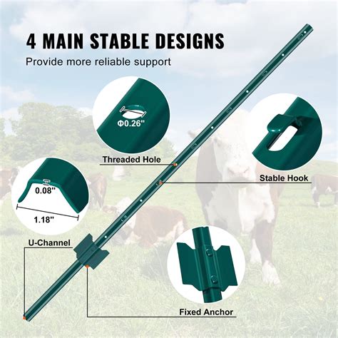 VEVOR 4 Feet Fence Post 10 Pack T-Post Heavy Duty Metal Fence Posts ...