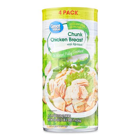 Brandclub - Great Value Chunk Chicken Breast, 12.5 oz Can (4 Pack)
