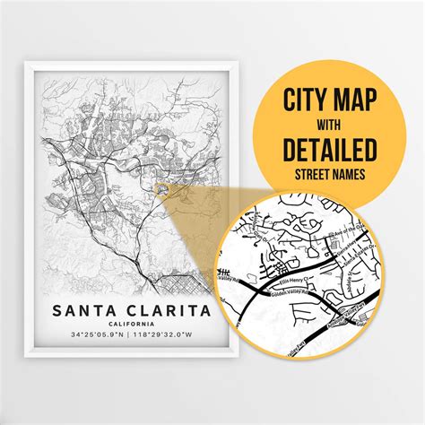 Printable Map of Santa Clarita, California, United States With Street ...