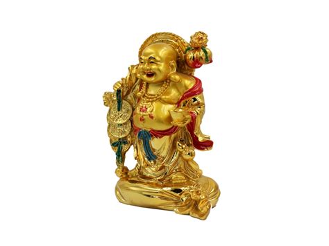 Buy genuine Golden Laughing Buddha Stand on Potli with coin and basket ...