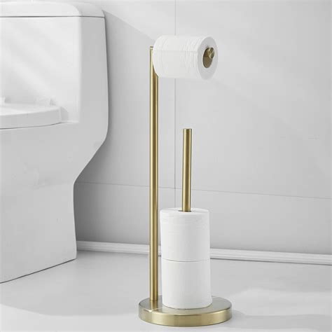 Amazon.com: Brushed Gold Toilet Paper Holder Stand with Storage Reserve ...