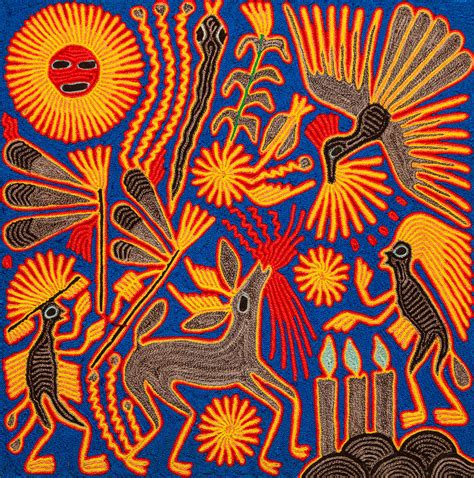 Huichol Yarn Painting, Mexico – Quintana Galleries