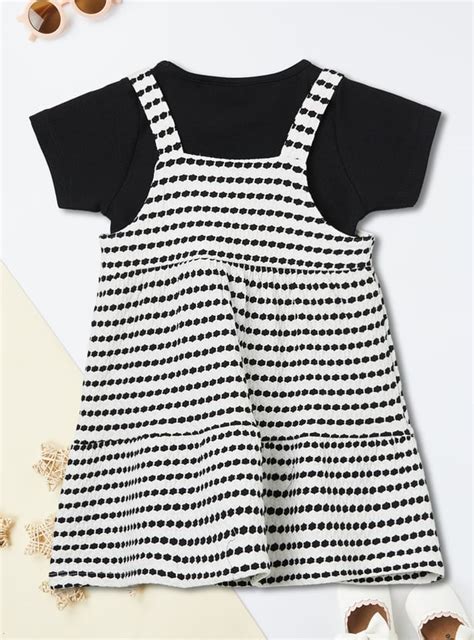 Buy Girls Printed Pinafore Dress with T-shirt Online at just Rs. 599.0 ...