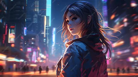 Anime girl neon chronicles cyberpunk girls in the city | Foto Premium