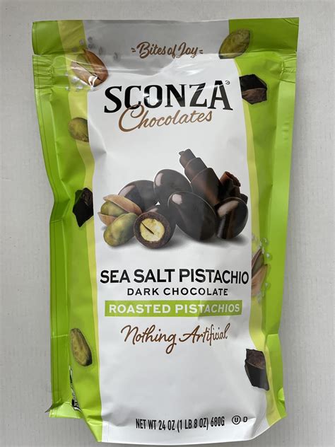Amazon.com : Sconza Chocolates, Sea Salt Pistachio Dark Chocolate Bites of Joy, 24 oz : Grocery ...