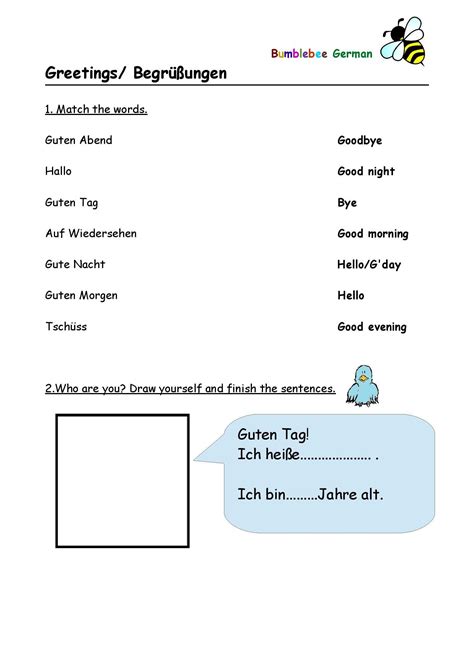 Image result for German Language Worksheets