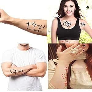 Voorkoms 3D Heart Beat Hope Faith Love Tattoo, Heart Beat Possible, Red ...