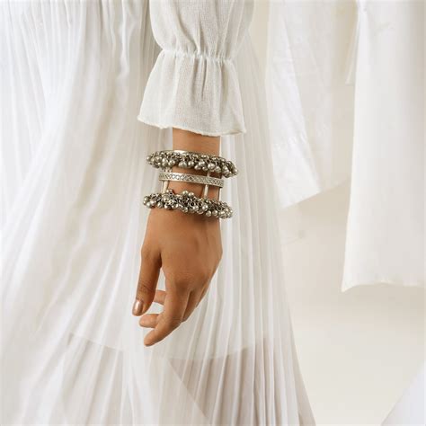Teejh Sajal Silver Oxidised Ghungroo Bracelet – Joker & Witch