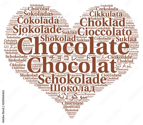 Chocolate in different languages word cloud Stock Illustration | Adobe ...
