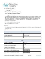 Lab Calculate IPv4 Subnets 的图像结果