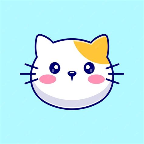 Cute cat face logo cartoon vector icon illustration animal nature icon ...