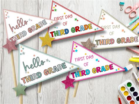 1st day of Third Grade - Pennant Flag – The Hustling Cat Lady