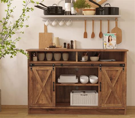 Buy 4 EVER WINNER Farmhouse Coffee Bar Cabinet with Storage, 52” Buffet ...