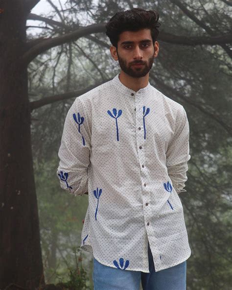 Buy Ivory Block Printed Cotton Shirt | Men shirt | Men shirt design