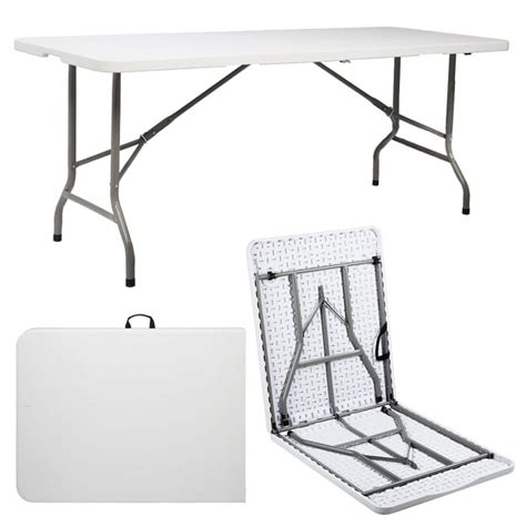 Al Fresco 6ft Plastic Folding Table, Indoor Outdoor Heavy Duty Portable ...
