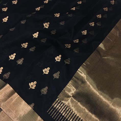Buy Black ek naal Chanderi Silk Saree SH-312 Online in India