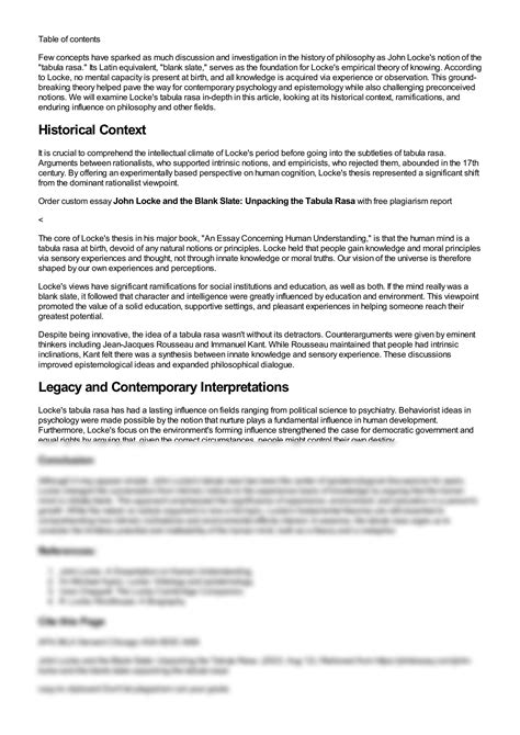 SOLUTION: John locke and the blank slate unpacking the tabula rasa ...