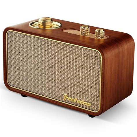 Trenbader Artlink Retro Bluetooth Speaker, Walnut Wooden AM/FM Radio, 3W Stereo, 12H Playtime ...