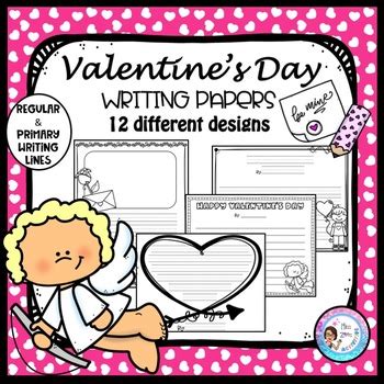 Valentine's Day Writing Papers - 12 designs by Miss Zees Activities