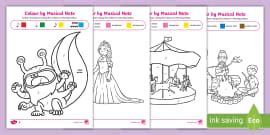 Colour By Musical Note Differentiated Activity Sheets