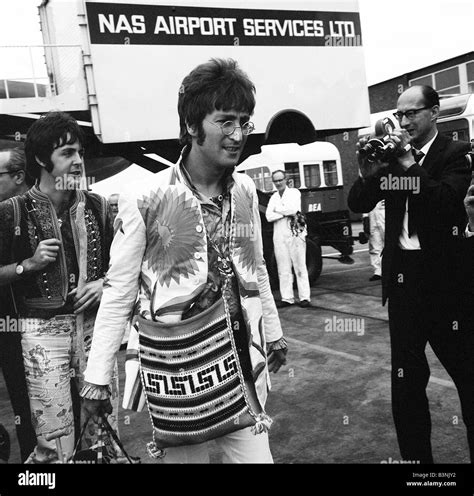 The Beatles 1967 John Lennon and Paul McCartney arriving at Heathrow ...