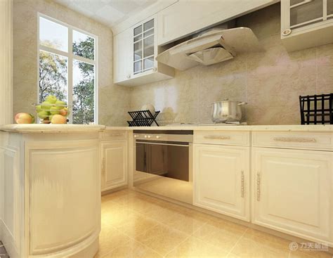 厨房是开放式厨房，采用白色橱柜，迎合整体色调。_装修美图-新浪家居