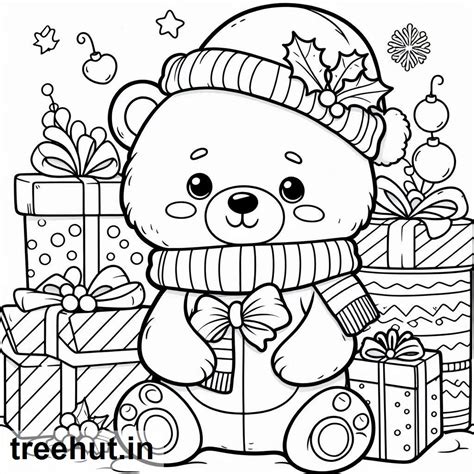 Christmas Bear Coloring Pages