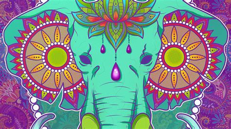 Download wallpaper 1366x768 ganesha, god, elephant, patterns, colorful ...