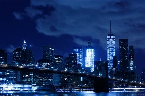 New York Night Skyline Free Stock Photo - Public Domain Pictures