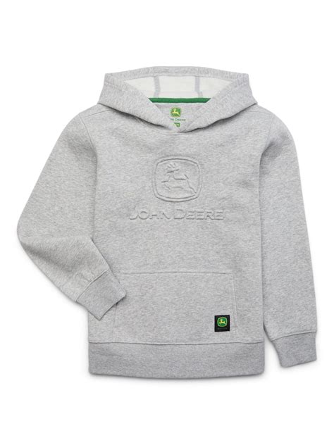John Deere Boy's Embossed Fleece Graphic Pullover Hoodie, Grey Heather ...