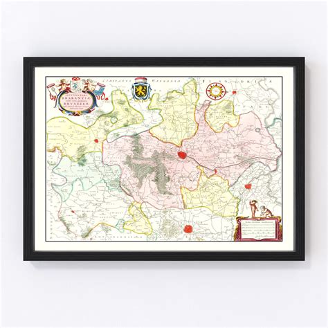 Vintage Map of Brabant, Belgium 1665