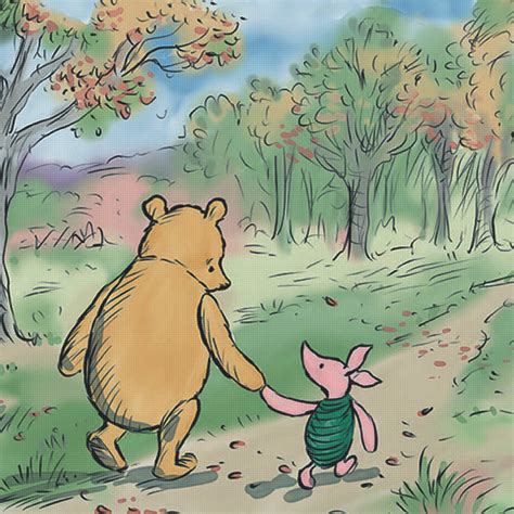 Winnie The Pooh and Piglet Go For a Walk Detail Counted Cross Stitch P ...