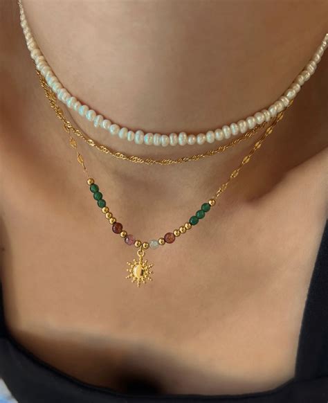 Delphine 18k Gold-Plated Necklace with Green & Multicolor Beads ...