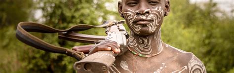Download wallpaper Ethiopia, Omo wally, Mursi warrior, section men in ...
