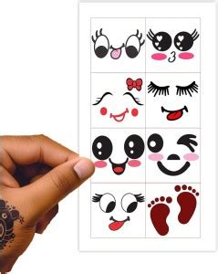 voorkoms Cute Faces Multicolor Temporary Tattoo Stickers For Male And ...