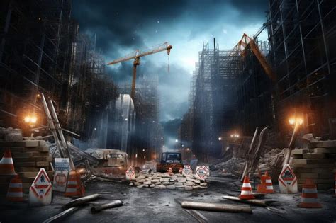 Empty construction site with space for safety message | Premium AI ...