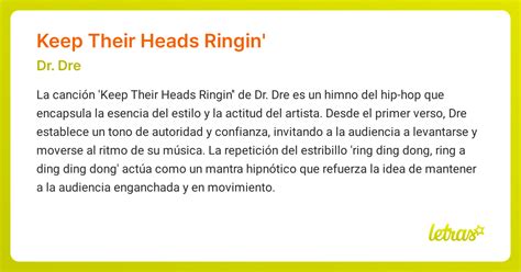 Significado de la canción KEEP THEIR HEADS RINGIN' (Dr. Dre) - LETRAS.COM
