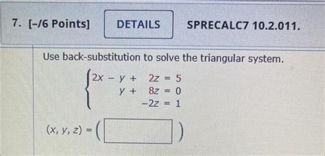 Use Back Substitution to Solve the Triangular System 的图像结果