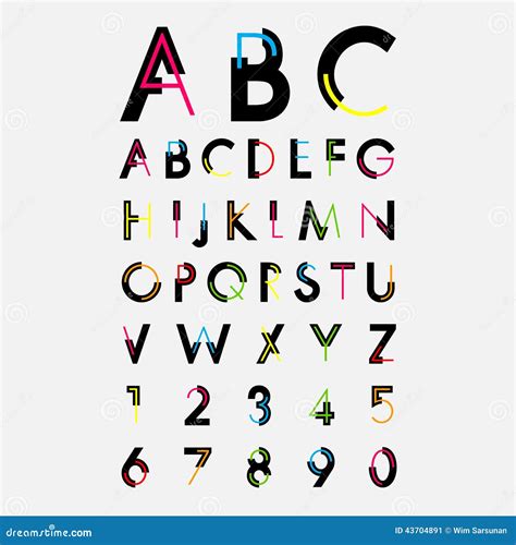 Alphabetic Fonts and Numbers Stock Vector - Illustration of contemporary, alphabet: 43704891